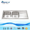 SUS brush finish kitchen sink Vietnam double bowl with waste drainer